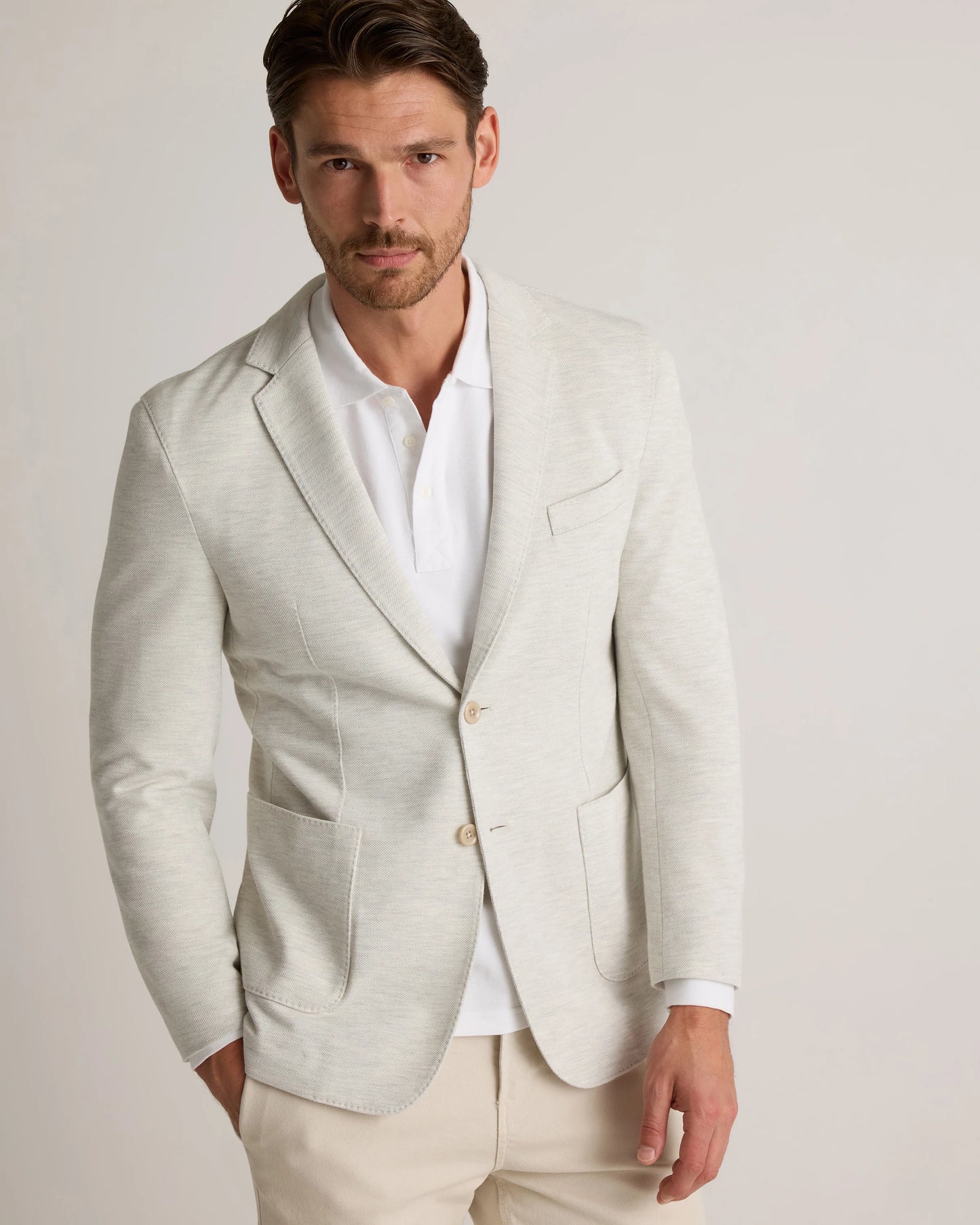 Cotton Pique Knit Blazer - XS / Heather Charcoal