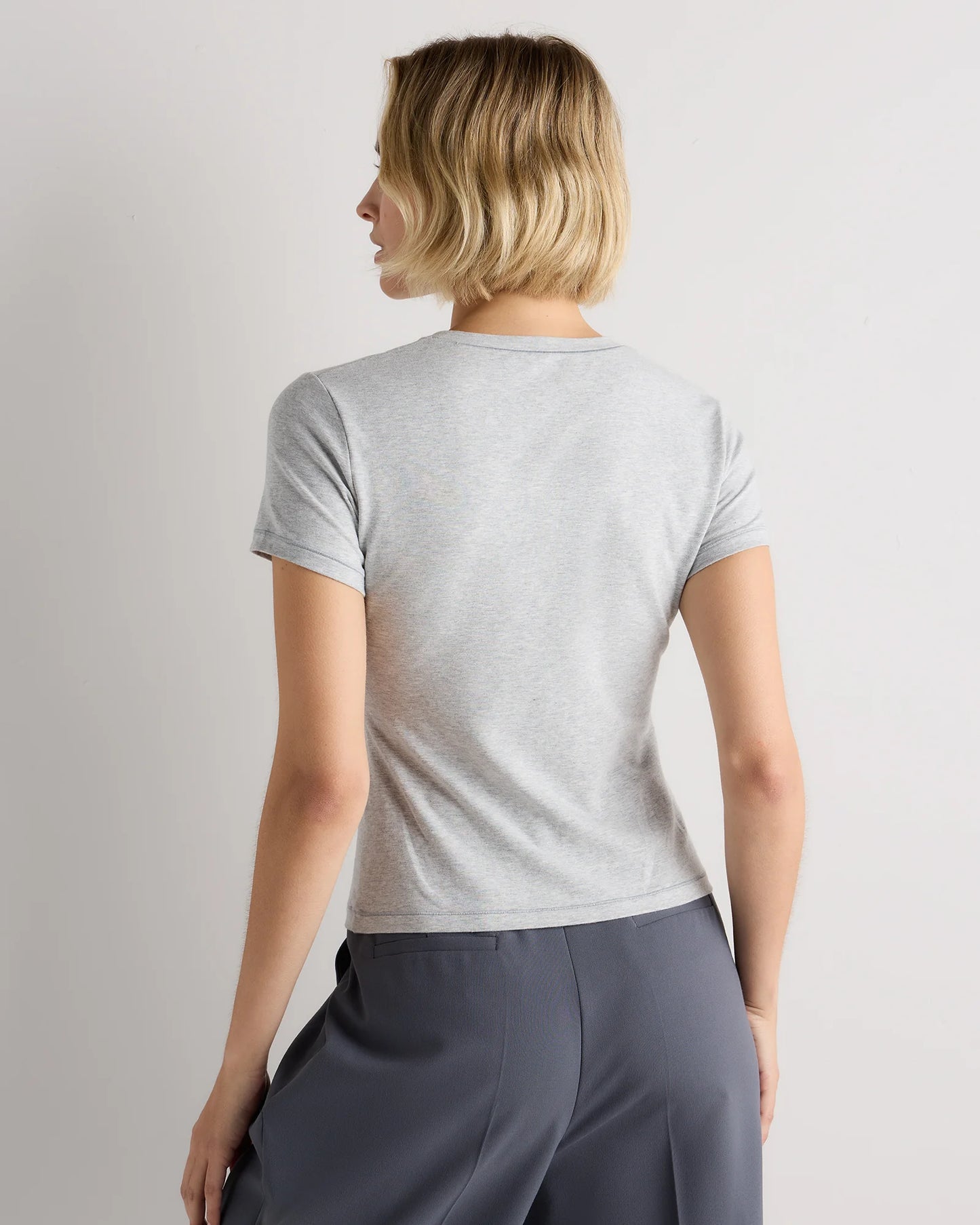 Stretch Cotton Jersey Fitted T-Shirt - XS / Heather Grey