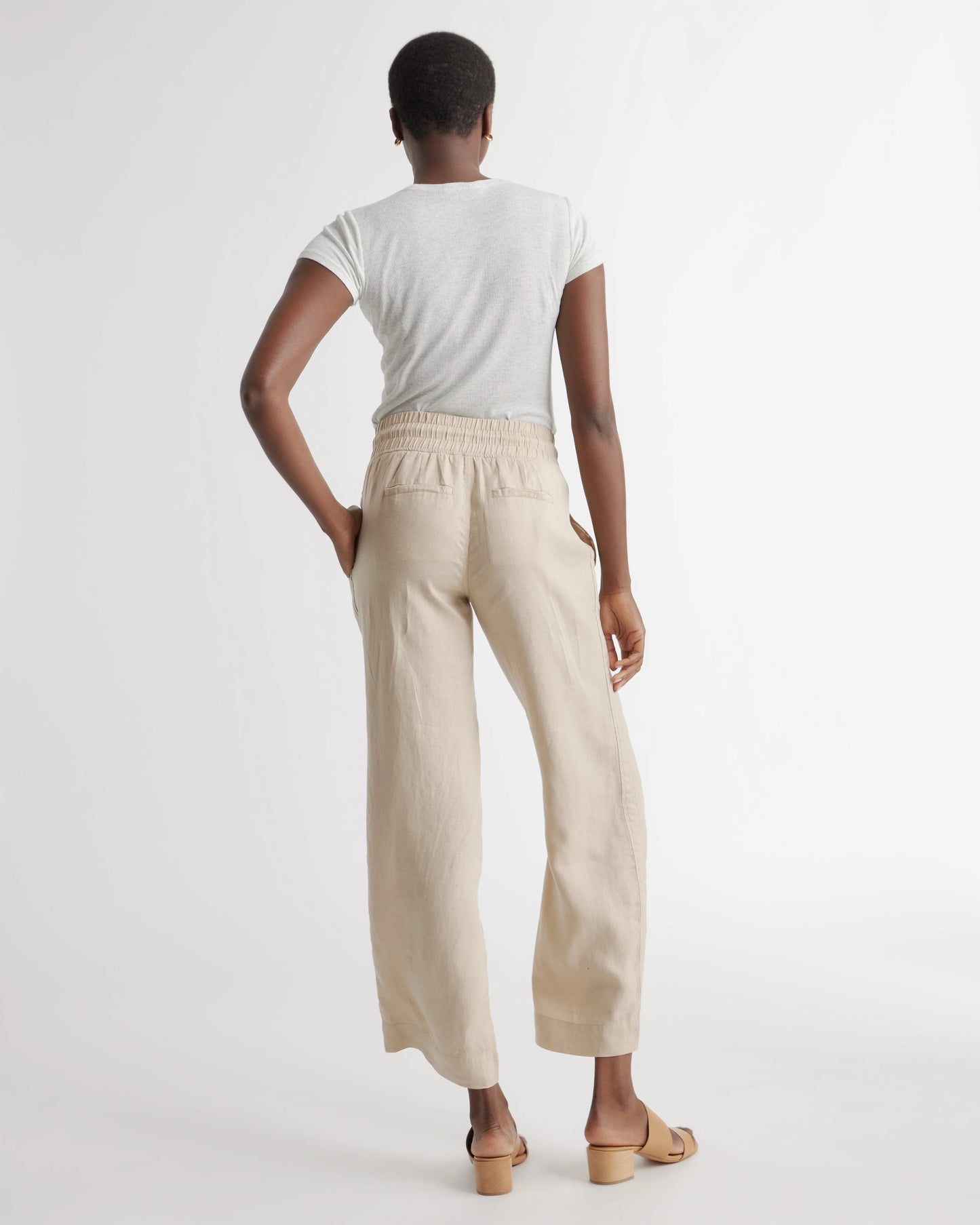 100% European Linen Wide Leg Pants - XS / Flax