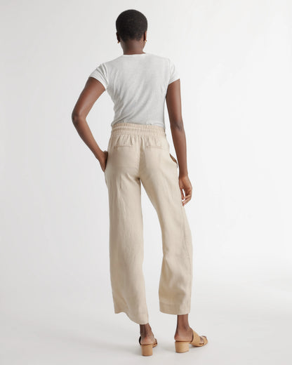 100% European Linen Wide Leg Pants - XS / Flax