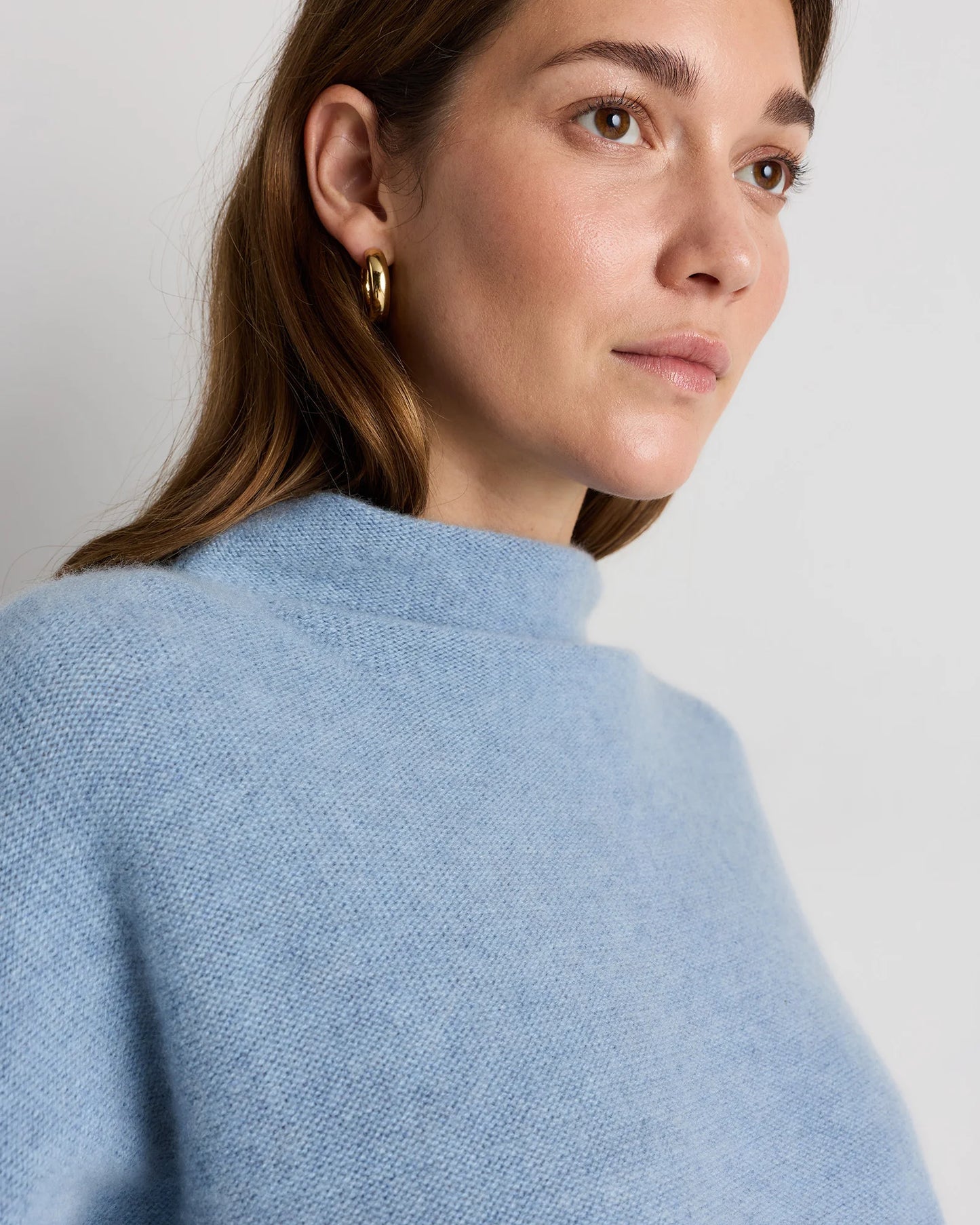 Mongolian Cashmere Funnel Neck Sweater - XS / Heather Grey
