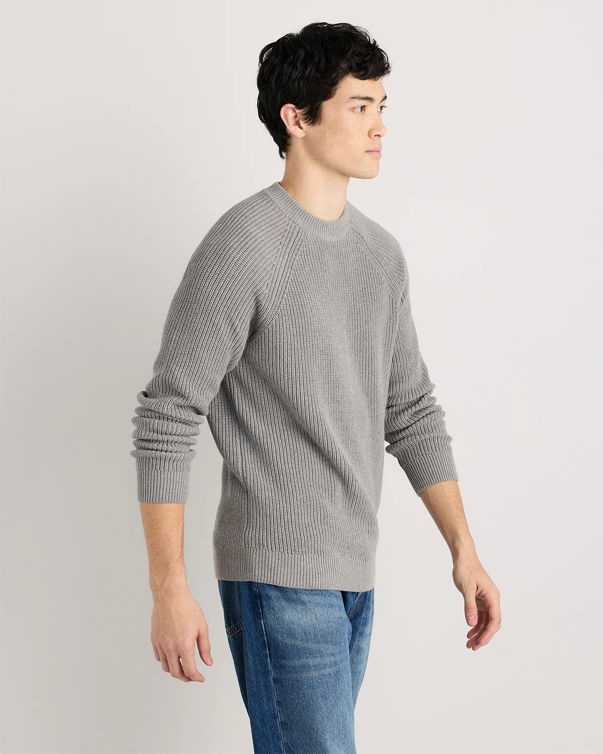 100% Organic Cotton Ribbed Crewneck Sweater - XS / Bahia Blue