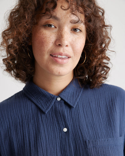 100% Organic Cotton Gauze Long Sleeve Shirt - XS / Khaki Gingham