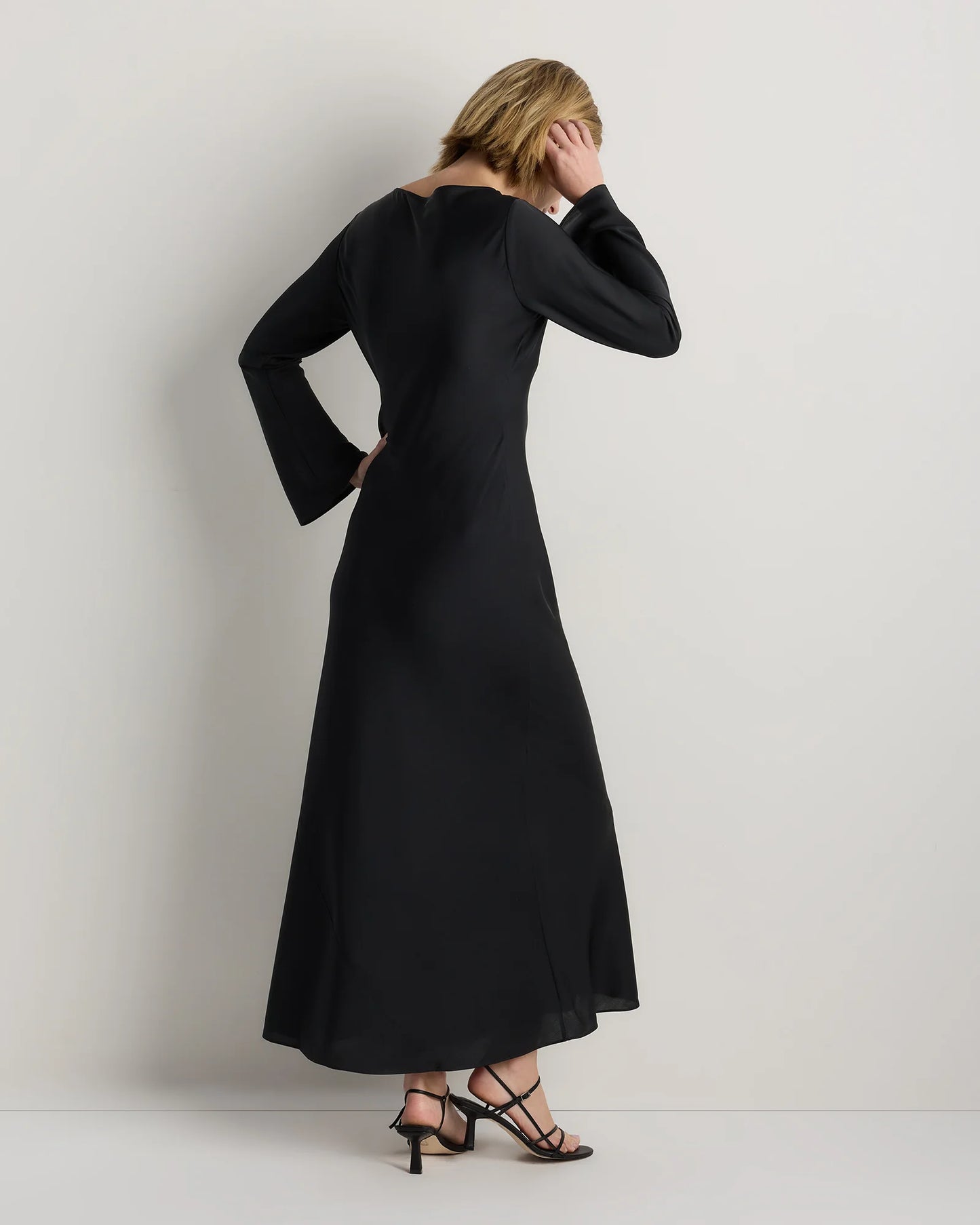 Washable Stretch Silk Long Sleeve Maxi Dress - XS / Wine Tasting Red