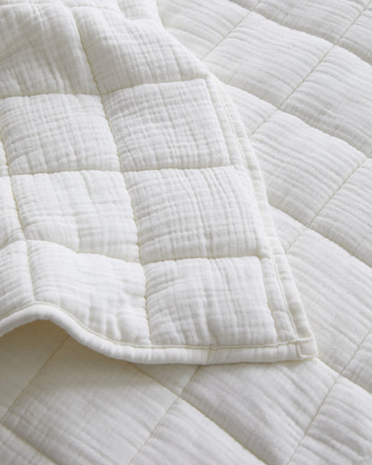 Organic Cotton Gauze Box Quilt - Twin / Mineral