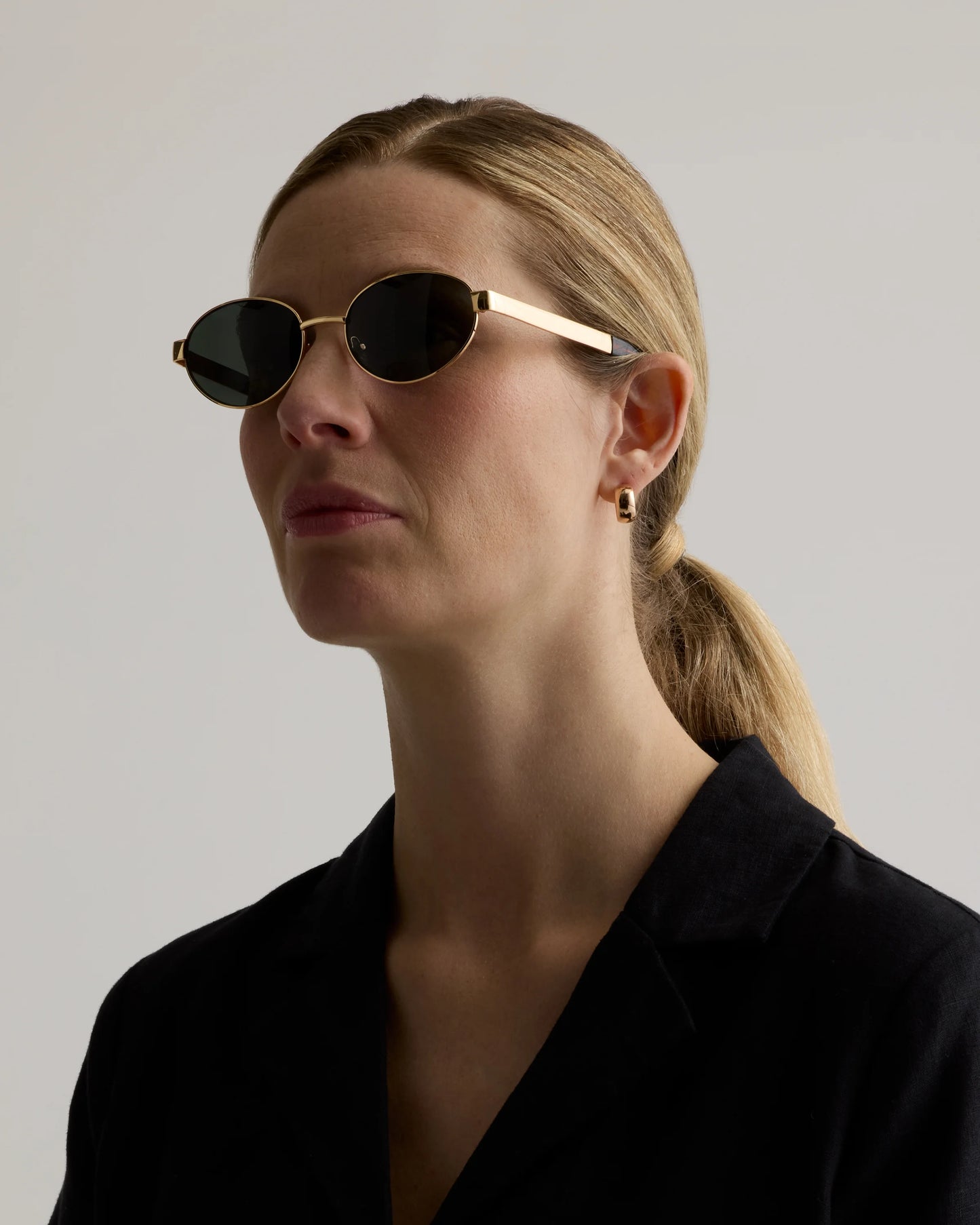 Monaco Polarized Stainless Steel Sunglasses - One Size / Gold with Green lens
