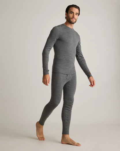 100% Merino Wool Cold Weather Base Layer Bottoms - S / Black