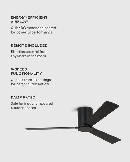 Minimalist Hugger Wood Blade Ceiling Fan - 44" / White