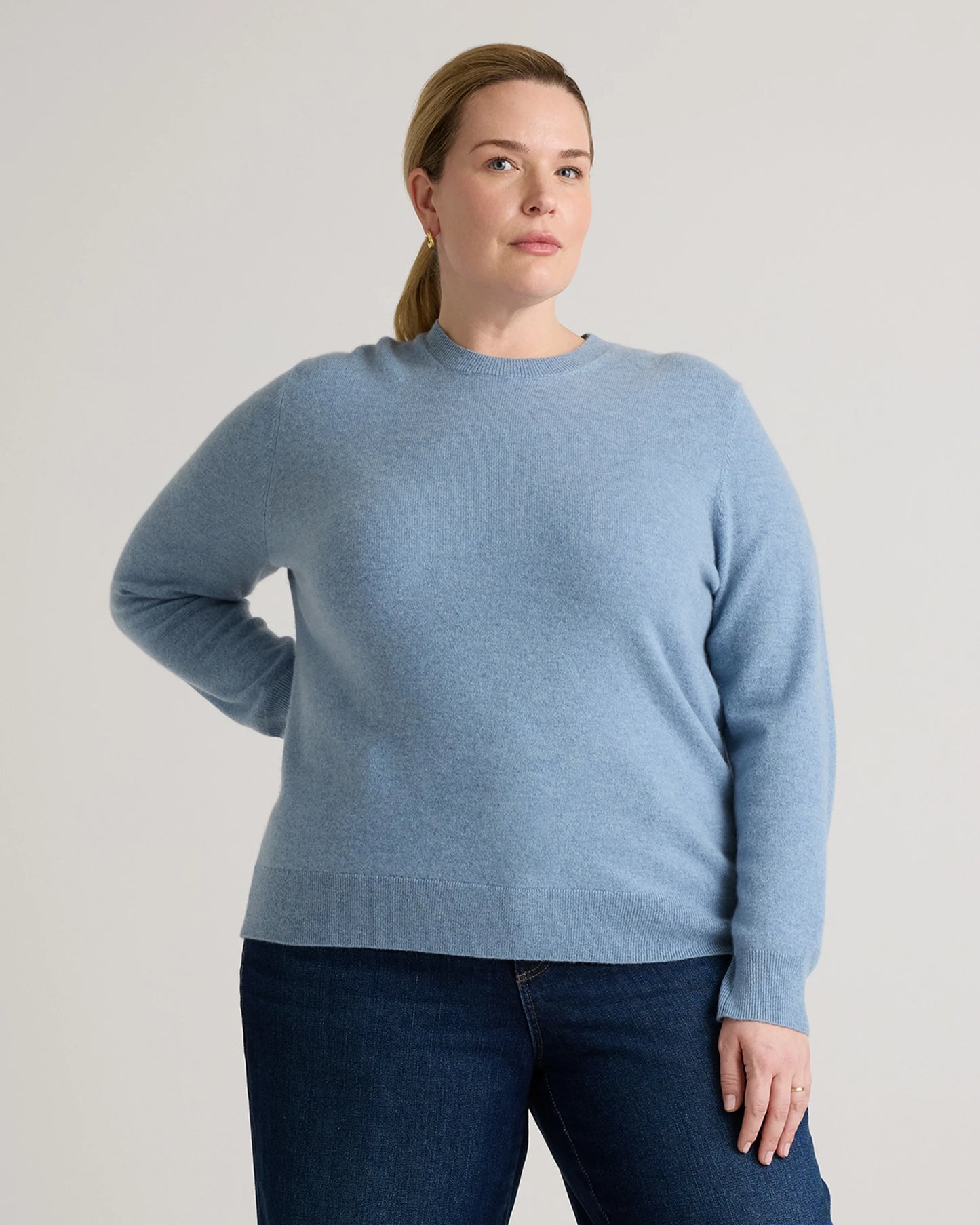 Mongolian Cashmere Crewneck Sweater - 1X / Pale Custard Yellow