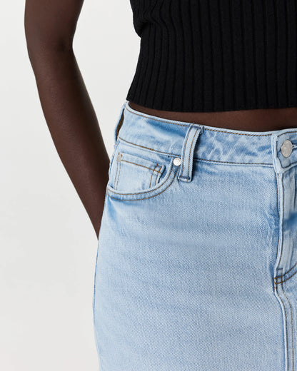 Stretch Denim 5-Pocket Midi Skirt - 24 / Obsidian Blue
