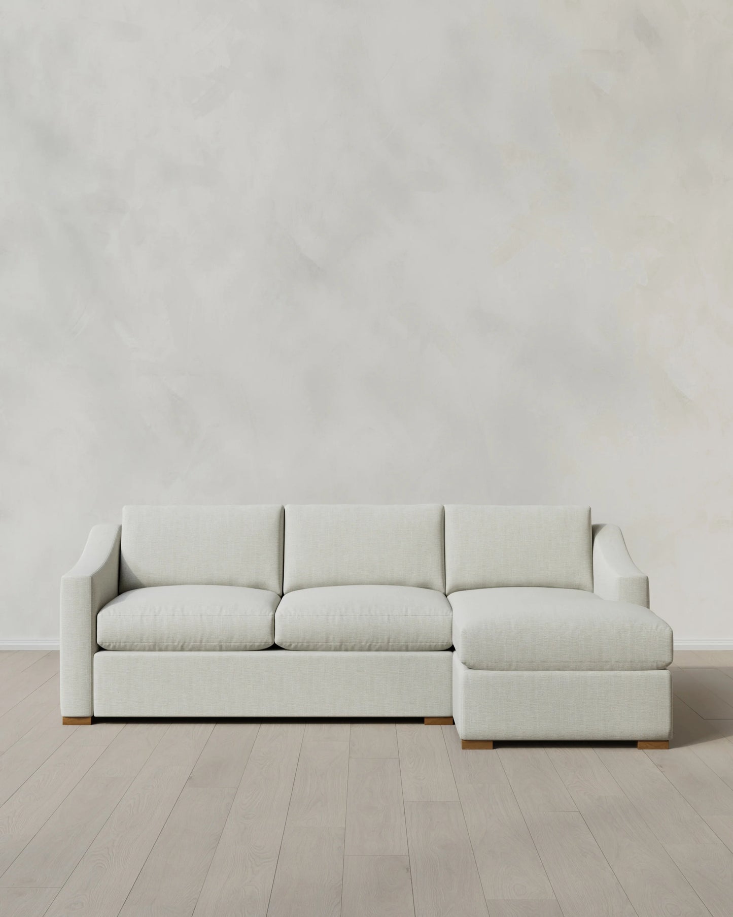 Hollis Slope Arm Chaise Sectional in Performance Chenille Linen Blend - 104" Right Arm / Snow