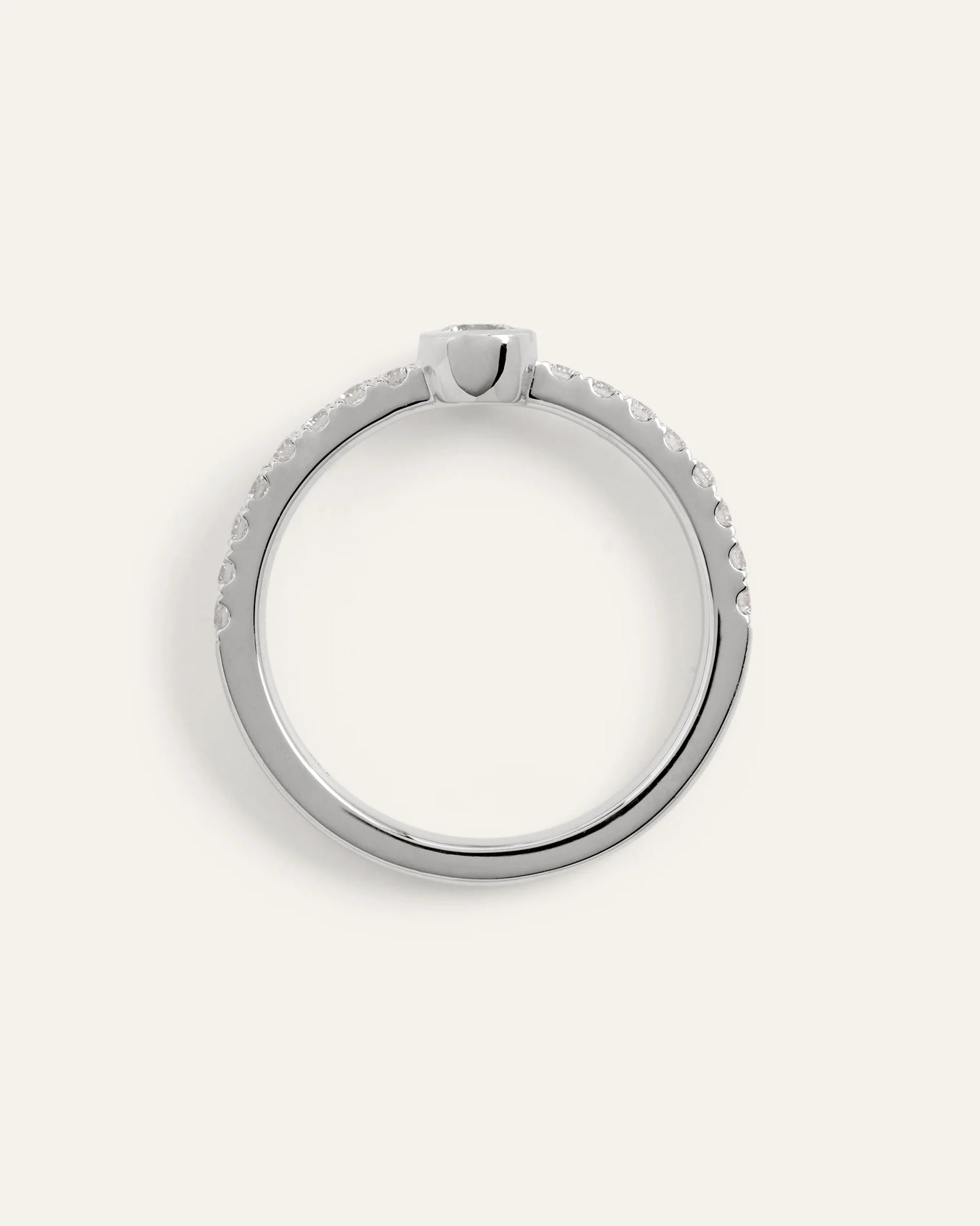 14K Gold Lab Grown Diamond Round Bezel Pave Ring - 4 / Yellow Gold