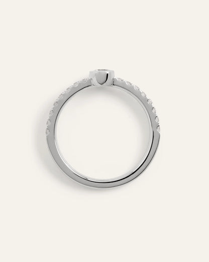 14K Gold Lab Grown Diamond Round Bezel Pave Ring - 4 / Yellow Gold