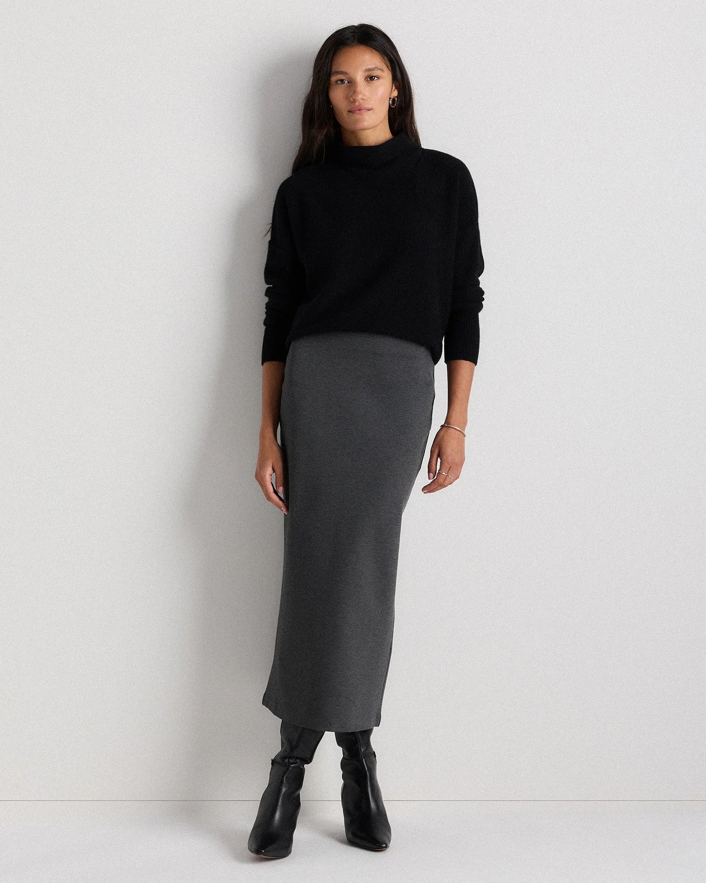 Ultra-Stretch Ponte Maxi Pencil Skirt - XS / Navy