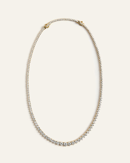 14K Gold Lab Grown Diamond Graduated Tennis Necklace - 16ctw - One Size / Yellow Gold