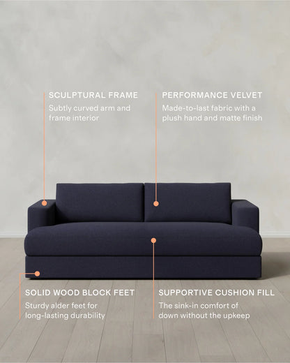 Sierra Curved Arm Sofa in Performance Basketweave - 7ft / Flax