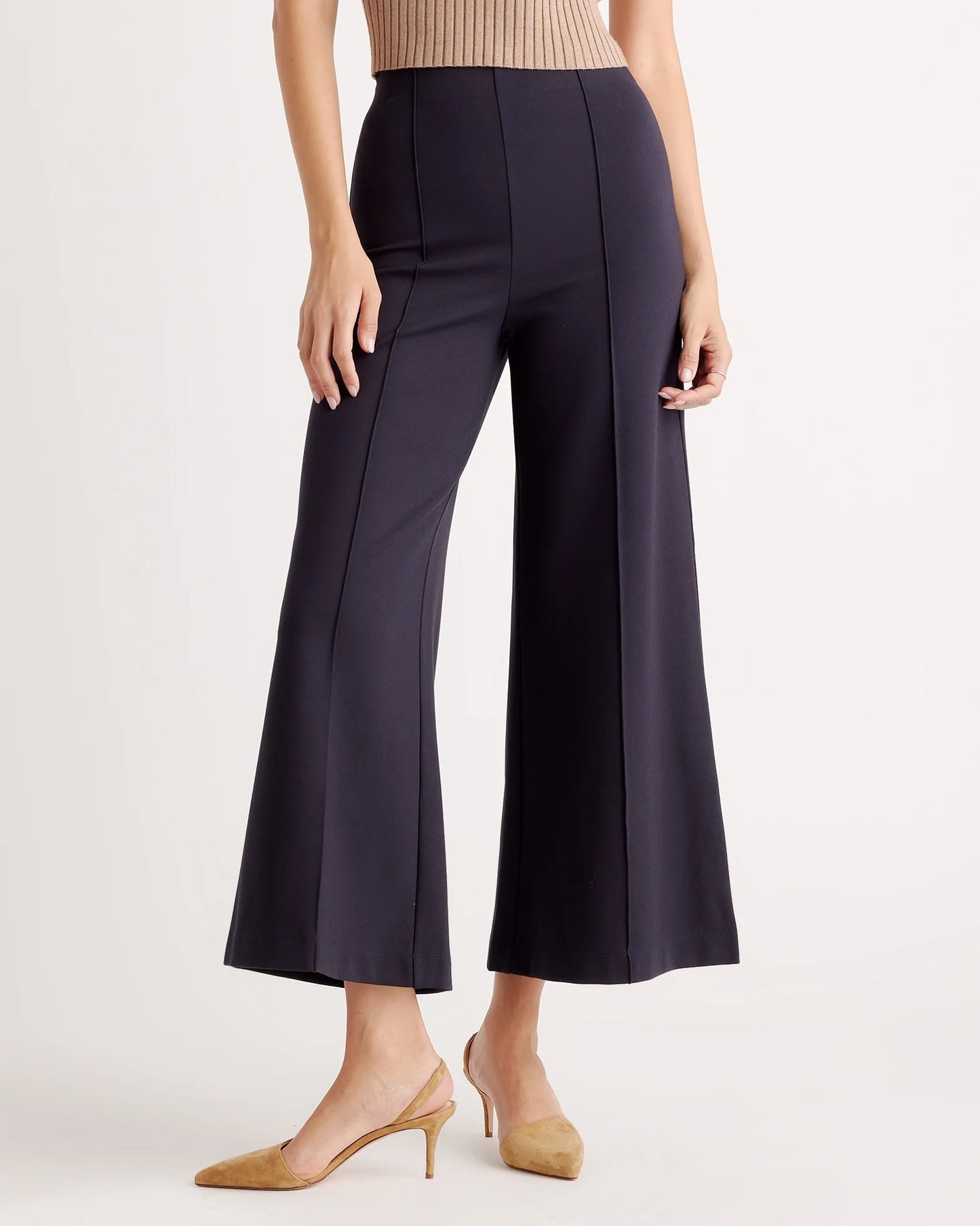 Ultra-Stretch Ponte Super Wide Leg Ankle Pants - XS / Olive