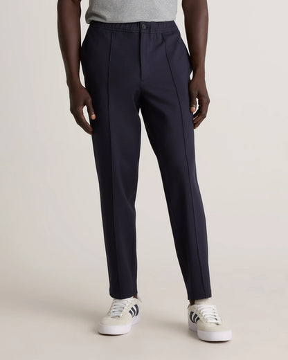 Stretch Knit Pintuck Trousers - S / Navy
