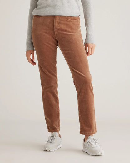 Organic Stretch Corduroy Straight Leg Pants - 0 / Espresso