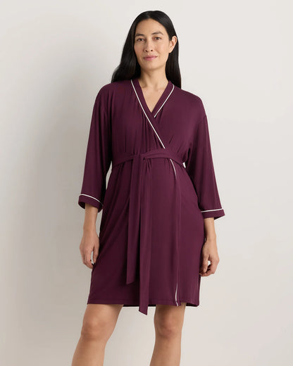 Bamboo Jersey Maternity Robe - XS / Deep Navy
