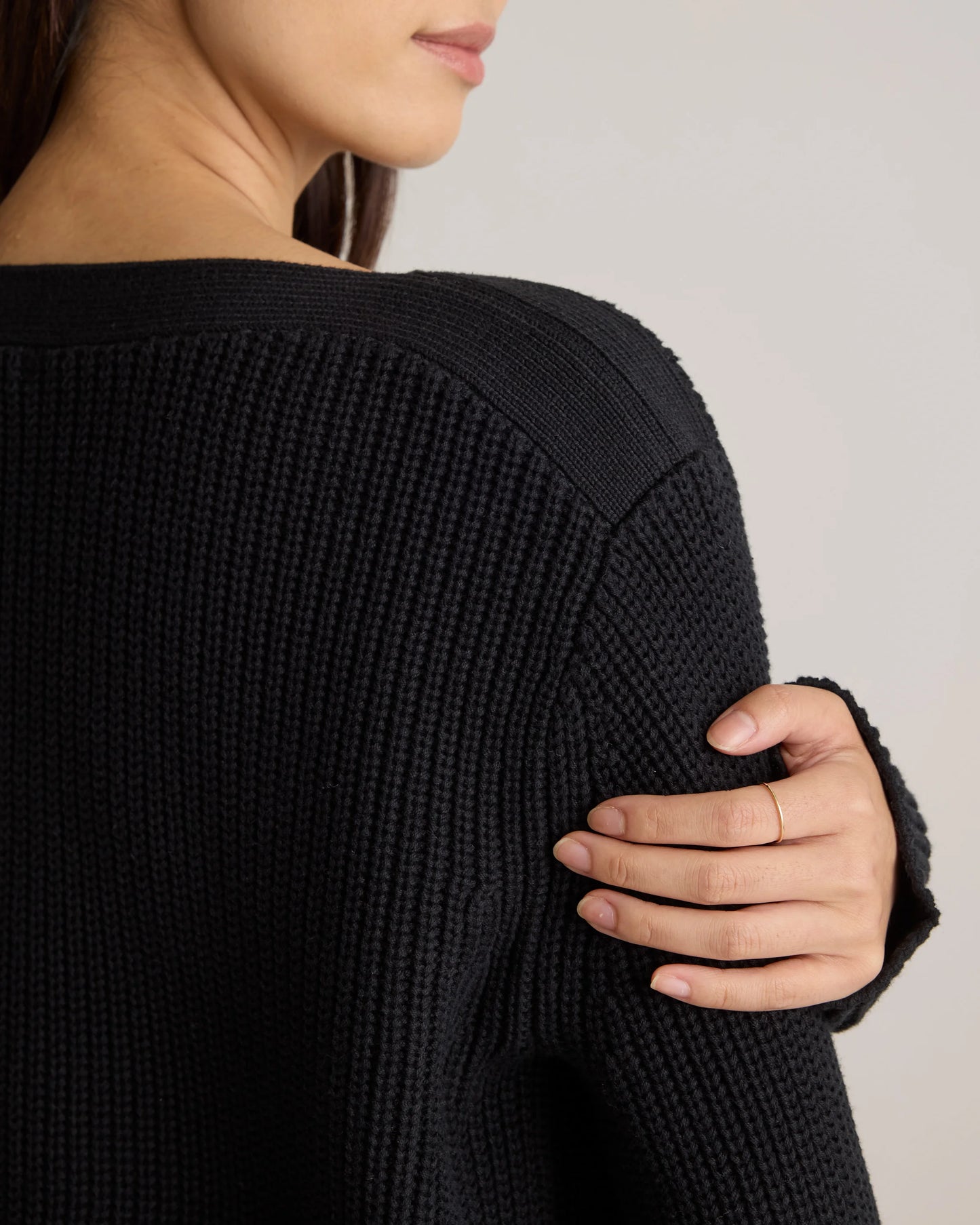 100% Organic Cotton Fisherman Boatneck Sweater - XS / Navy