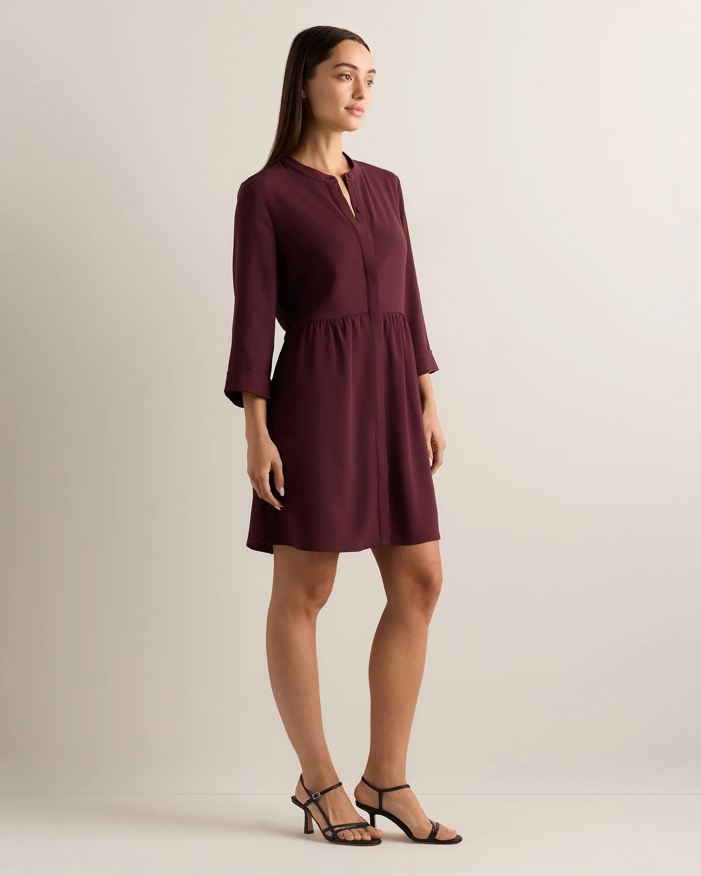 Fluid Crepe Shirt Dress - XS / Wine Tasting Red