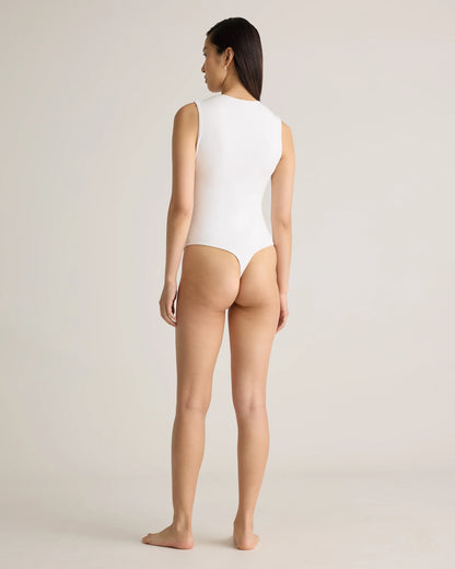 Stretch Cotton Jersey High Neck Sleeveless Bodysuit - XS / Black