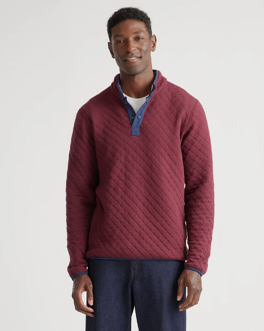 Reversible Quilted Pullover - S / Burgundy/Ivory