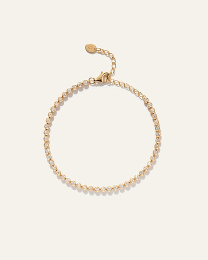 14K Gold Diamond Petite Bezel Tennis Bracelet - 1ctw - One Size / Yellow Gold