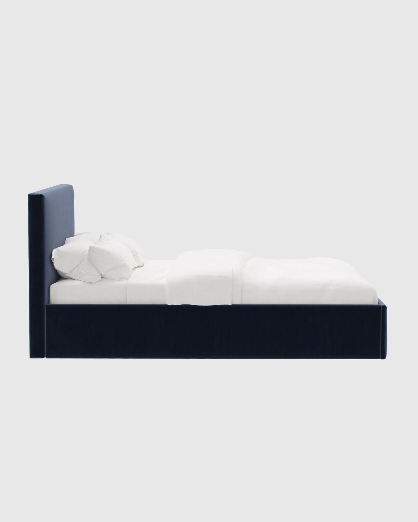 Square Bed in Performance Velvet - Full / Chocolate
