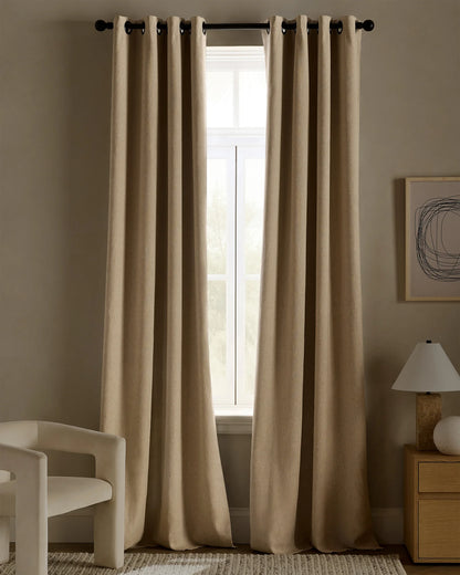 European Linen Grommet True Blackout Curtain - Single Panel - 48x84 / White