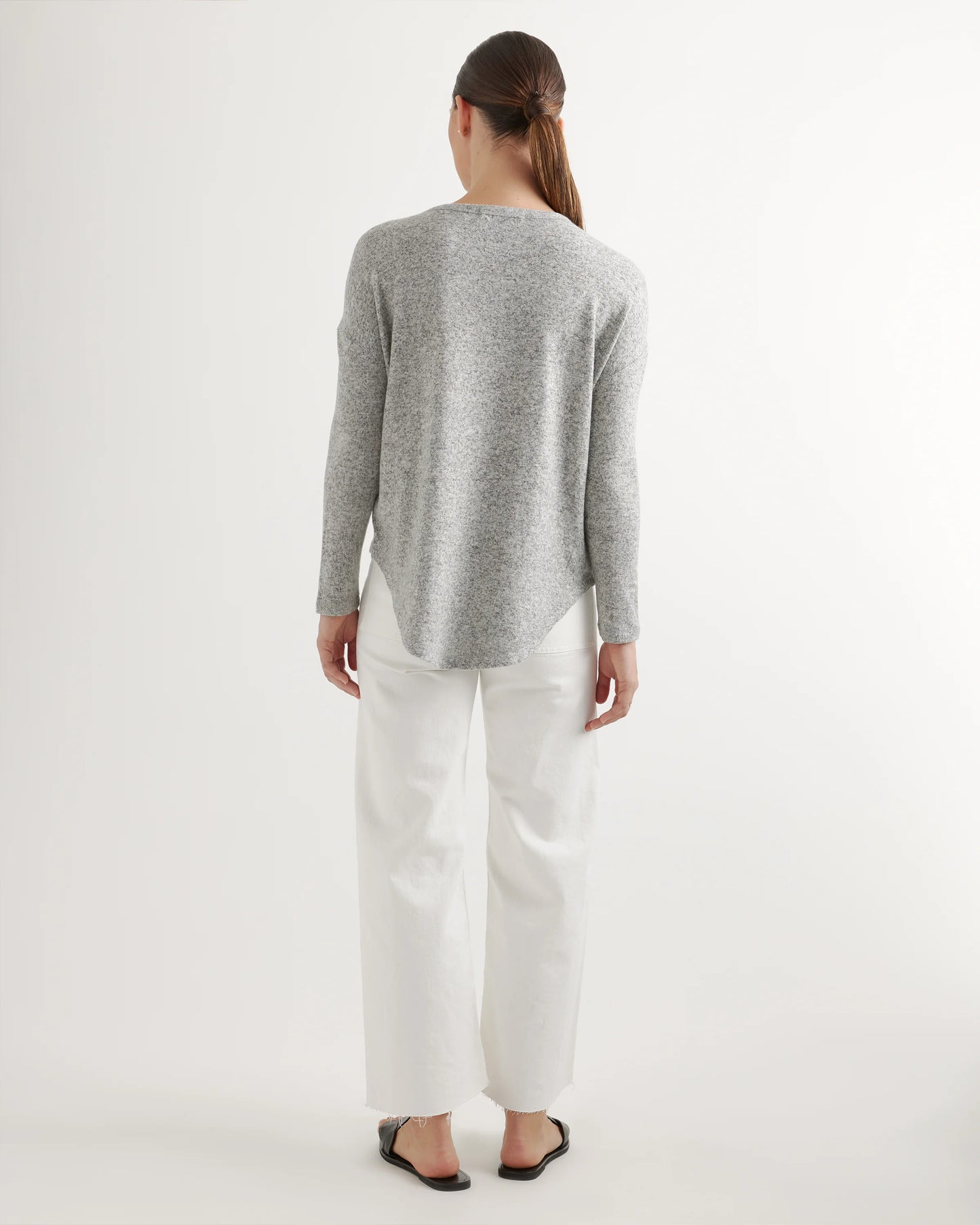 Brushed Long Sleeve Lounge Tee - XS / Heather Grey