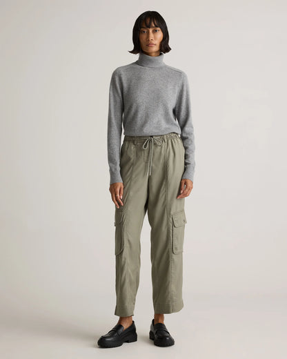 Vintage Wash Tencel Drawstring Cargo Pants - XS / Olive