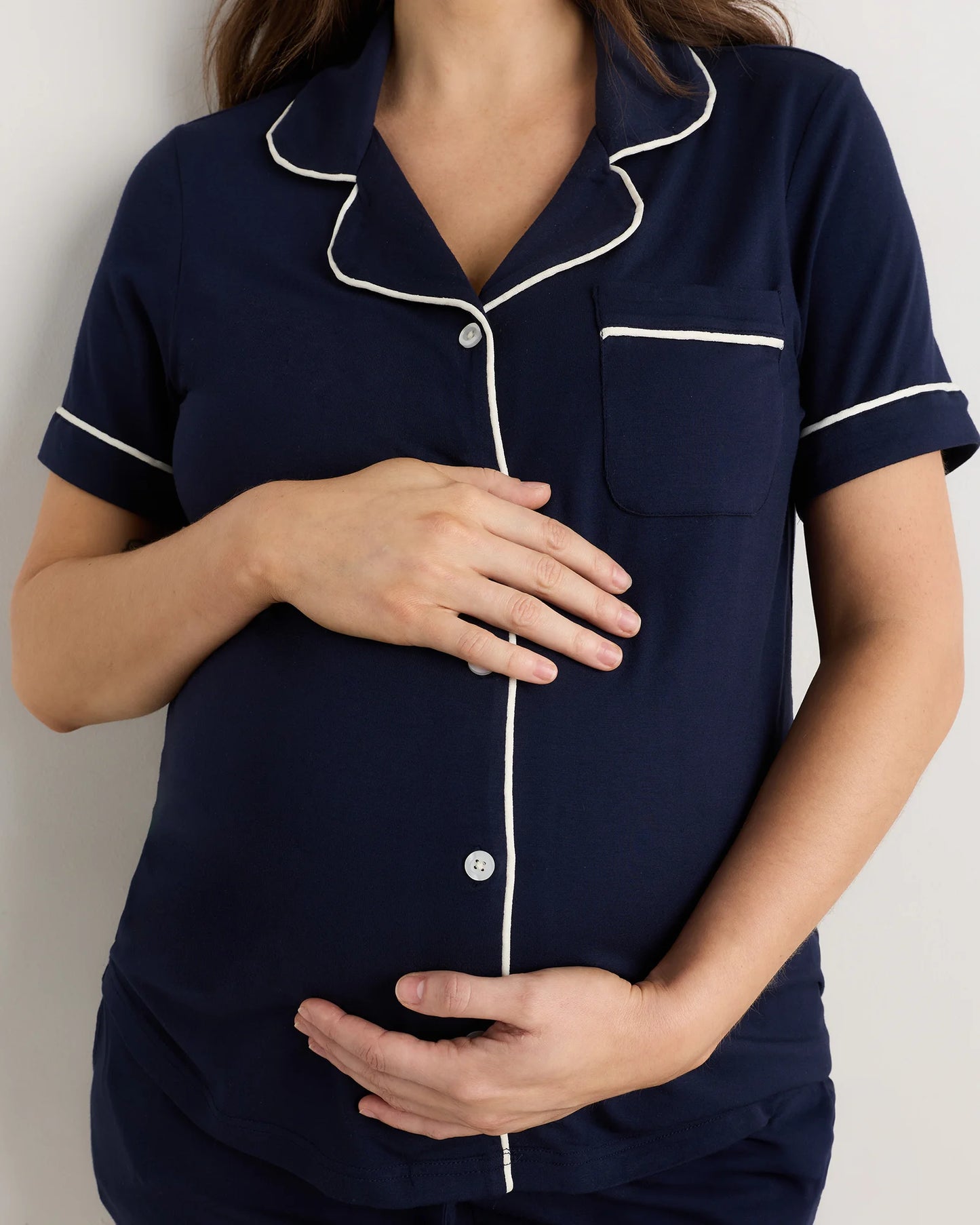 Bamboo Jersey Maternity Short Sleeve Pajama Set - XS / Wine Tasting Red