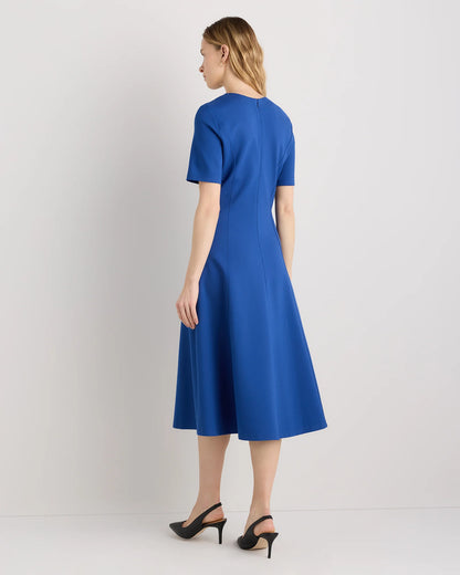Ultra-Stretch Ponte Short Sleeve Midi Dress - XS / Ruby Red