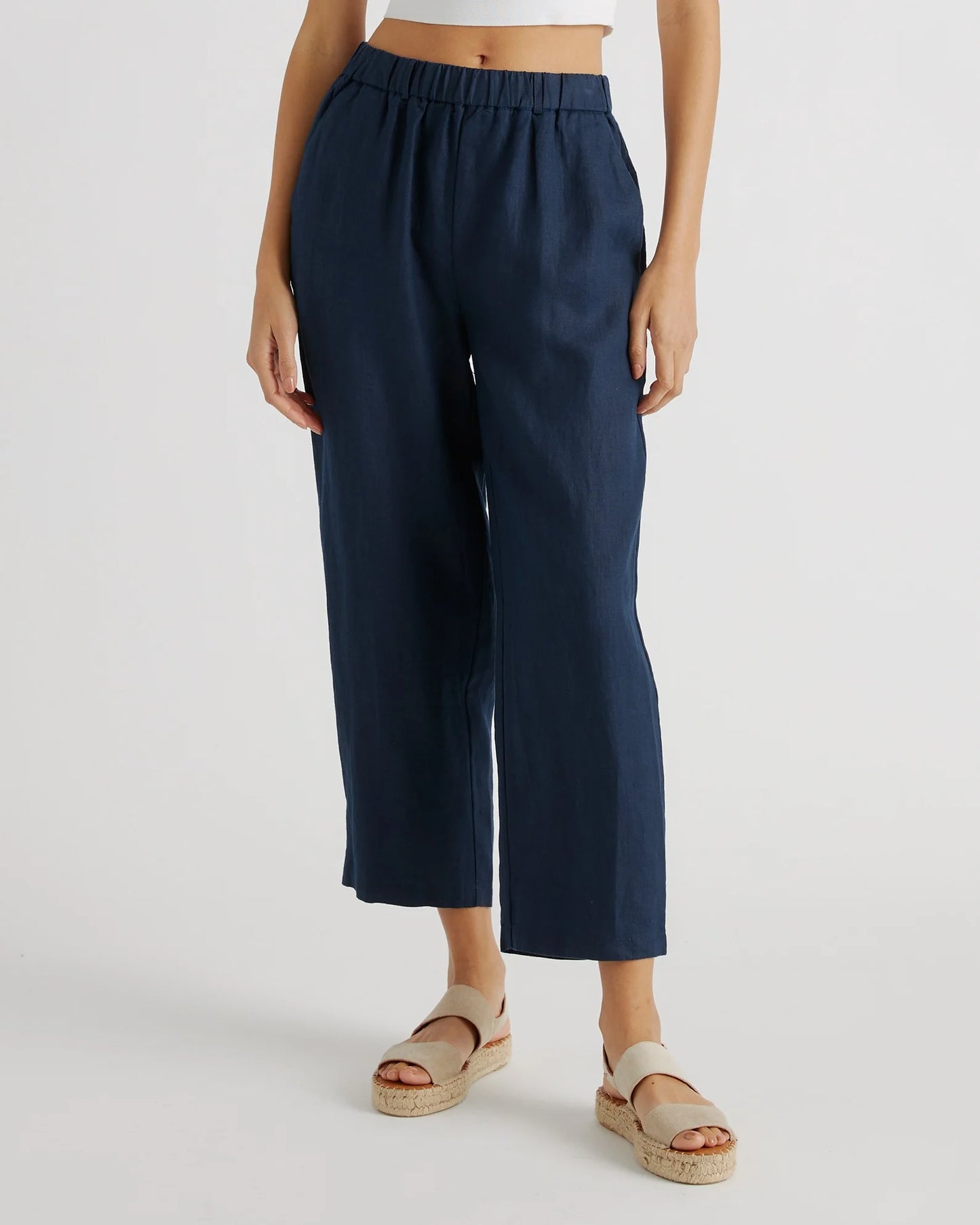 100% European Linen Pants - XS / White