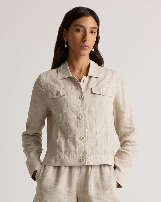 100% European Linen Jacket - XS / Flax