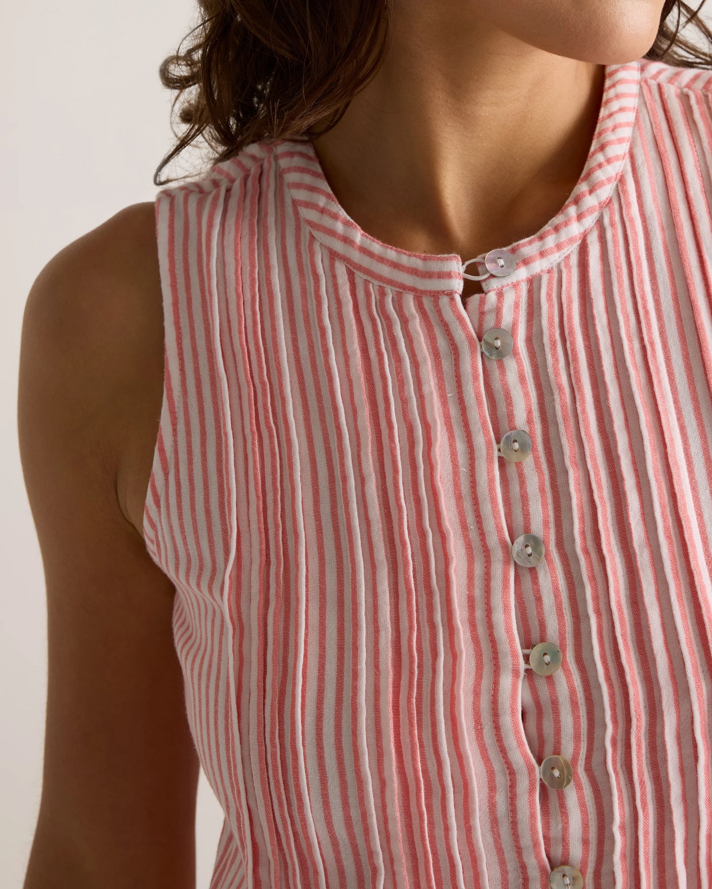 100% Organic Cotton Gauze Sleeveless Swing Dress - XS / Amaranth Pink