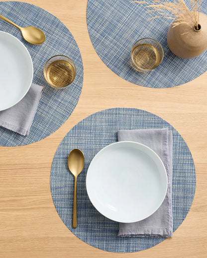 Mini Basketweave Easy-Care Round Placemat, Set of 4 by Chilewich - One Size / Parchment