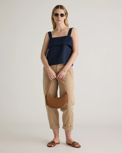 Italian Leather Mini Crescent Shoulder Bag - One Size / Espresso Brown