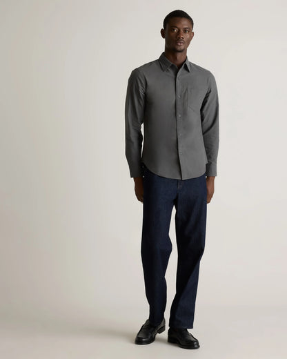 Organic Cotton Stretch Textured Twill Shirt - S / Navy