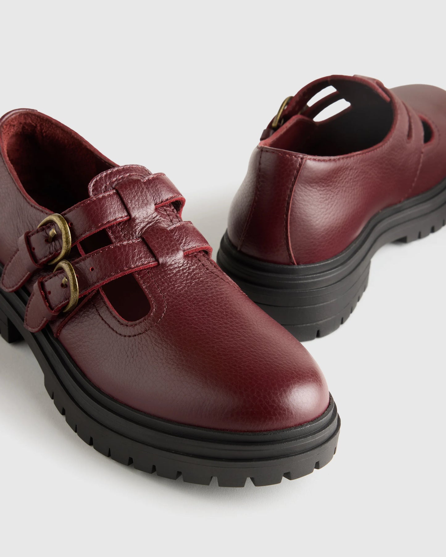 Italian Leather Lug Sole Mary Jane - 5 / Black