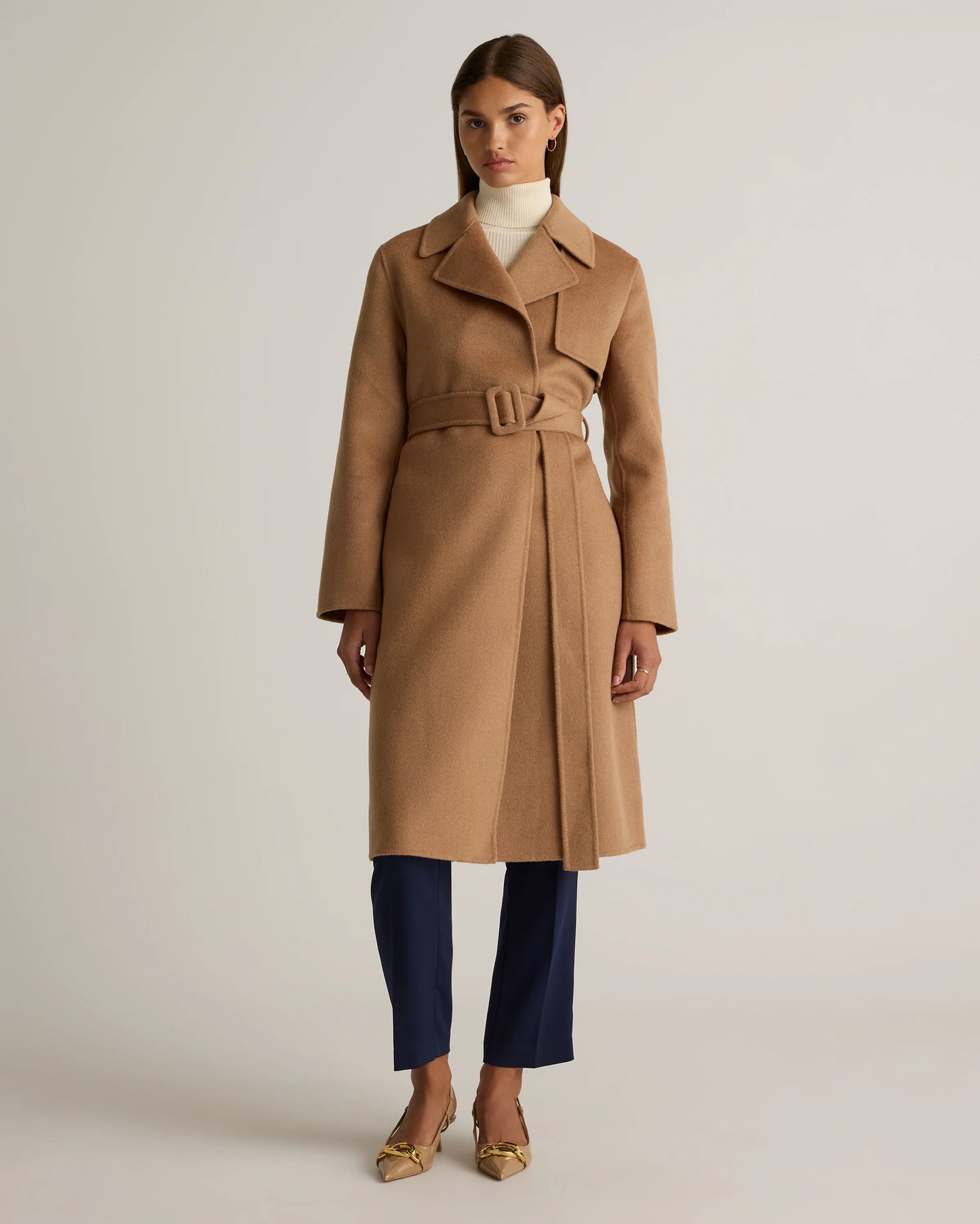 Double-Faced Merino Wool Trench Coat - XS / Caramel