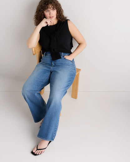 Bella Stretch Relaxed Straight Jeans - 33 / Atlantic Blue