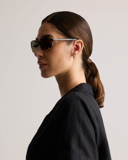 Santiago Polarized Acetate Sunglasses - One Size / Fawn Tortoise with Green lens