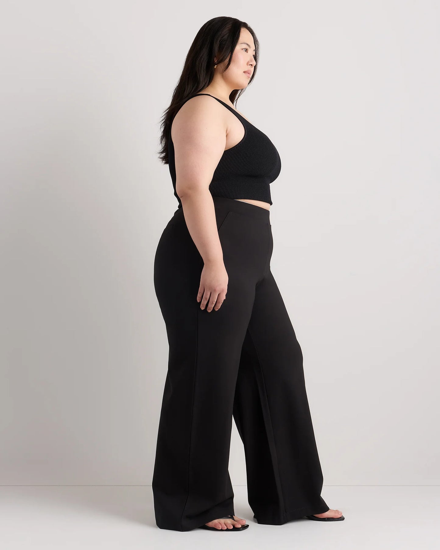 Ultra-Stretch Ponte Wide Leg Pants - 1X / Black