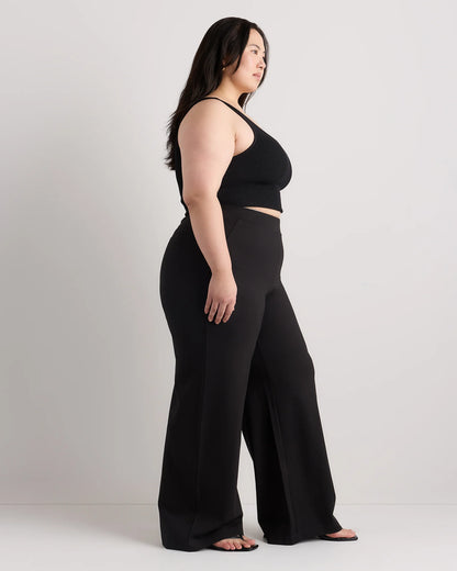 Ultra-Stretch Ponte Wide Leg Pants - 1X / Black