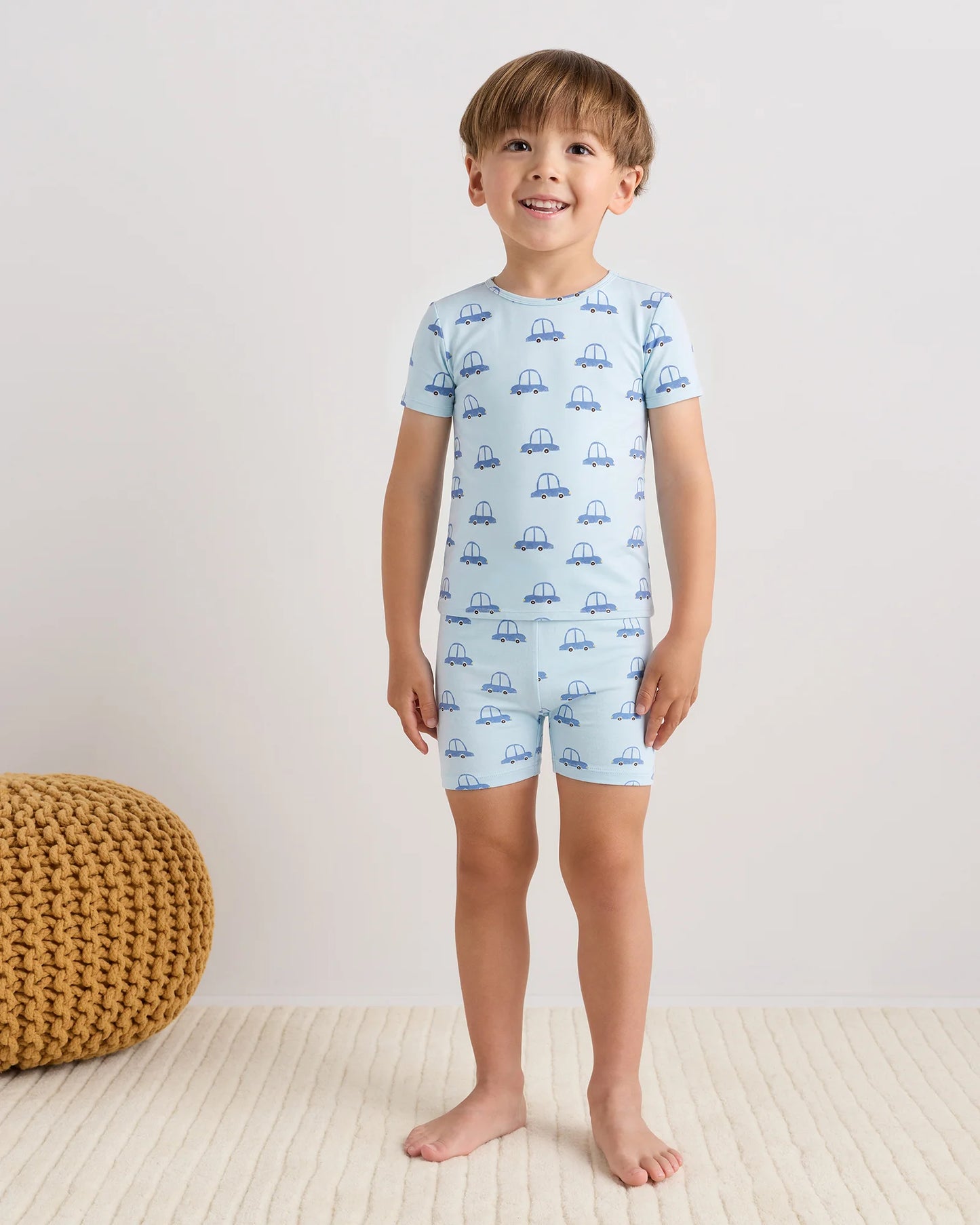 Bamboo Short Sleeve and Shorts Pajama Set - 2T / Lavender Hearts
