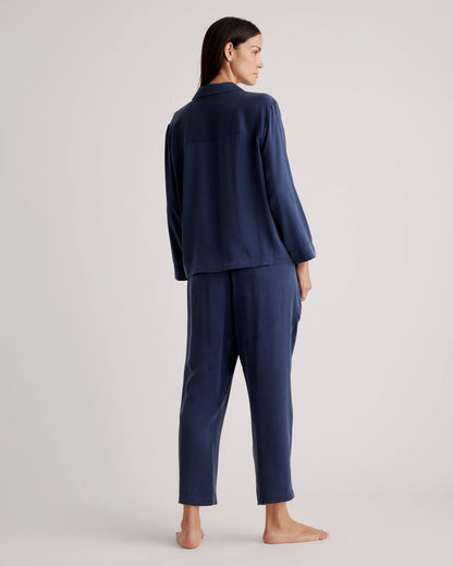 100% Washable Silk Pajama Long Sleeve Top - XS / Black