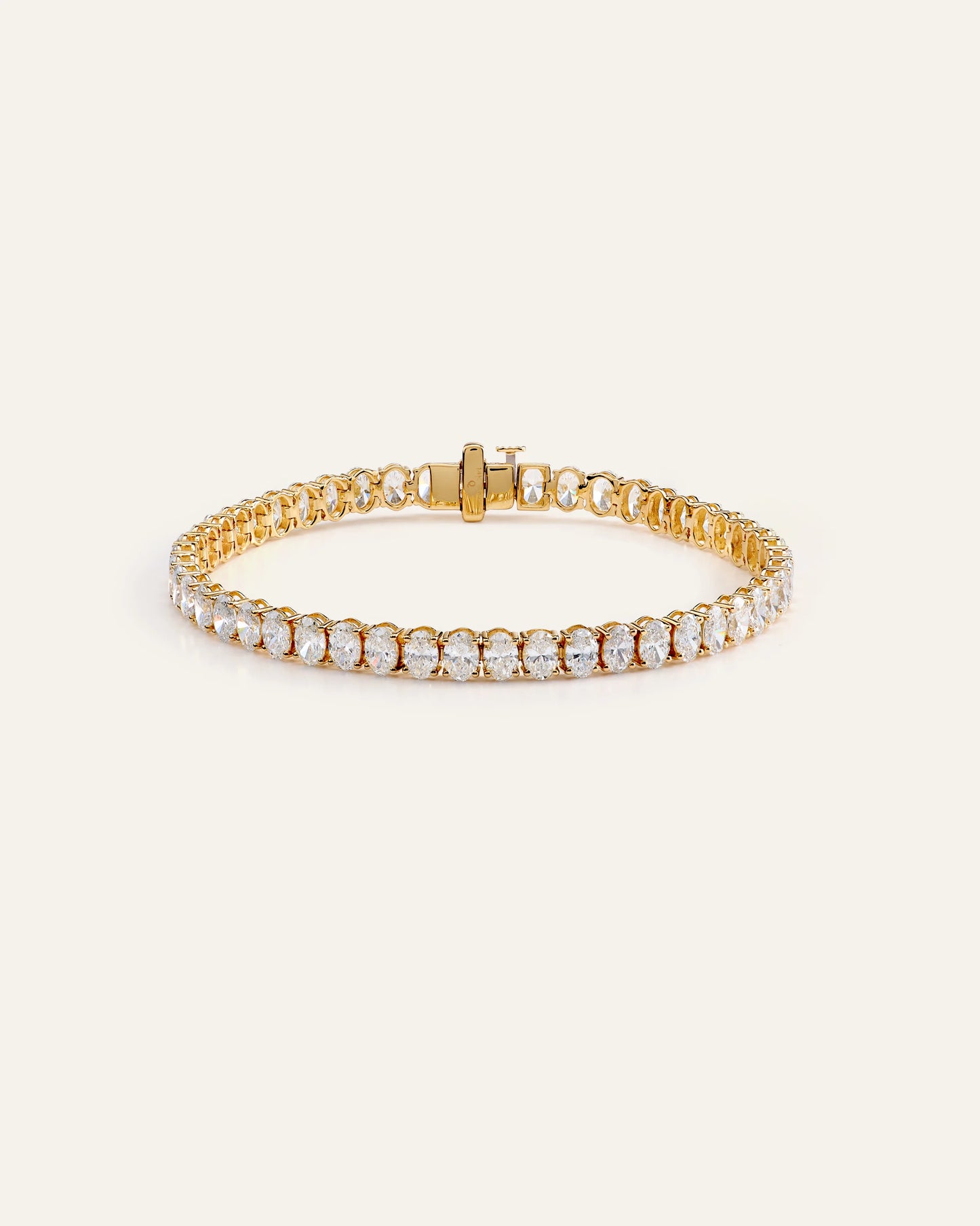 14K Gold Lab Grown Diamond North-South Oval Tennis Bracelet - 10ctw - 6.5" / Yellow Gold